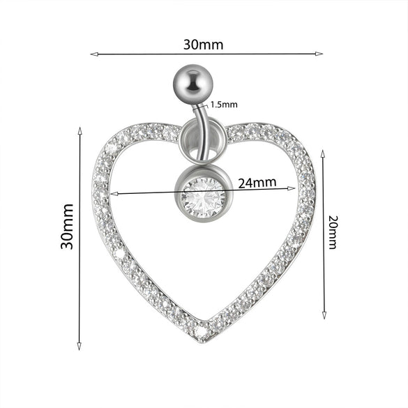 Piercing Jewelry Navel Ring Cross Pendant Stainless Steel Heartshaped Butterfly Snakeshaped Zircon