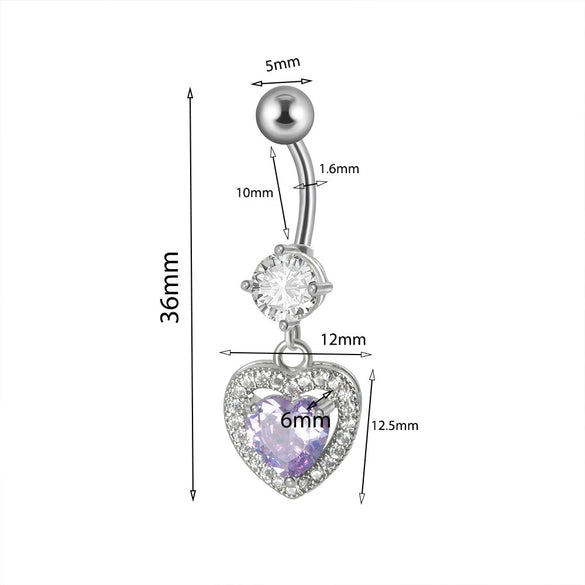 Piercing Jewelry Navel Ring Cross Pendant Stainless Steel Heartshaped Butterfly Snakeshaped Zircon