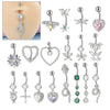Piercing Jewelry Navel Ring Cross Pendant Stainless Steel Heartshaped Butterfly Snakeshaped Zircon