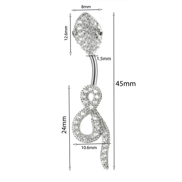 Piercing Jewelry Navel Ring Cross Pendant Stainless Steel Heartshaped Butterfly Snakeshaped Zircon