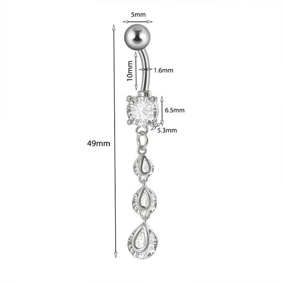 Piercing Jewelry Navel Ring Cross Pendant Stainless Steel Heartshaped Butterfly Snakeshaped Zircon