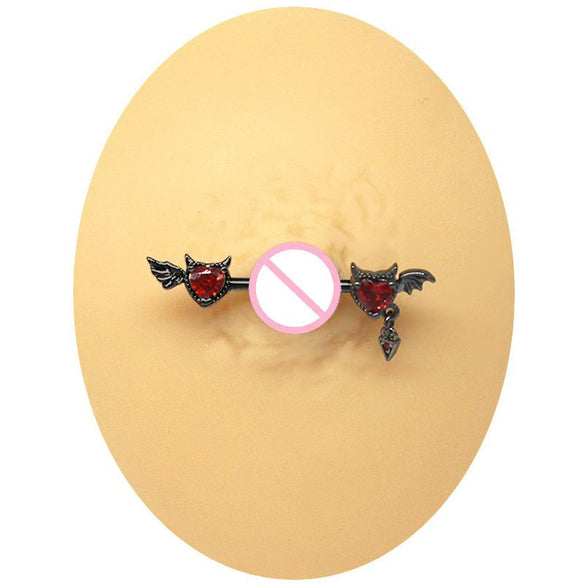 Piercing Jewelry Stainless Steel Devil Heart Shaped Electroplated Bat Series Nipple Ring Navel Ring Nose Nail Nose Ring Unisex