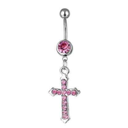 Piercing Jewelry Stainless Steel Diamond Cross Pendant Navel Nail