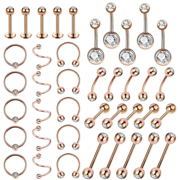 Piercing Jewelry Stainless Steel Diamondembedded Heart Shape Lip Nail Navel Nail Eyebrow Nail Ear Studs