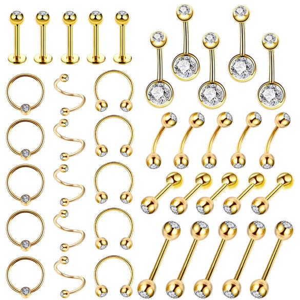 Piercing Jewelry Stainless Steel Diamondembedded Heart Shape Lip Nail Navel Nail Eyebrow Nail Ear Studs