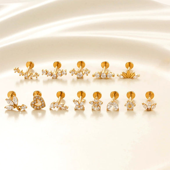 Piercing Jewelry Stainless Steel Flower Butterfly Electroplated For Women