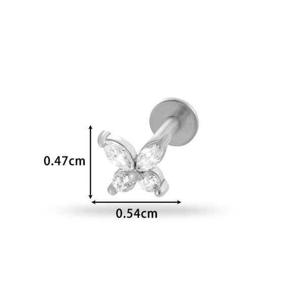 Piercing Jewelry Stainless Steel Flower Butterfly Electroplated For Women