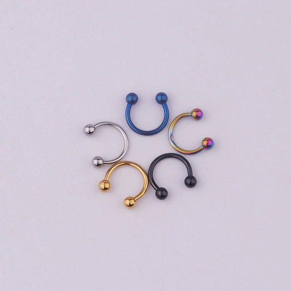 Piercing Jewelry Stainless Steel Geometric Cshaped Horseshoe Ring Vacuum Plating Unisex