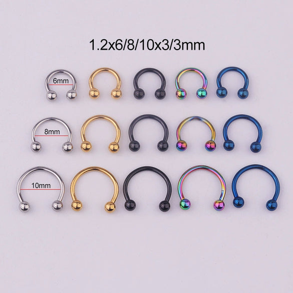 Piercing Jewelry Stainless Steel Geometric Cshaped Horseshoe Ring Vacuum Plating Unisex