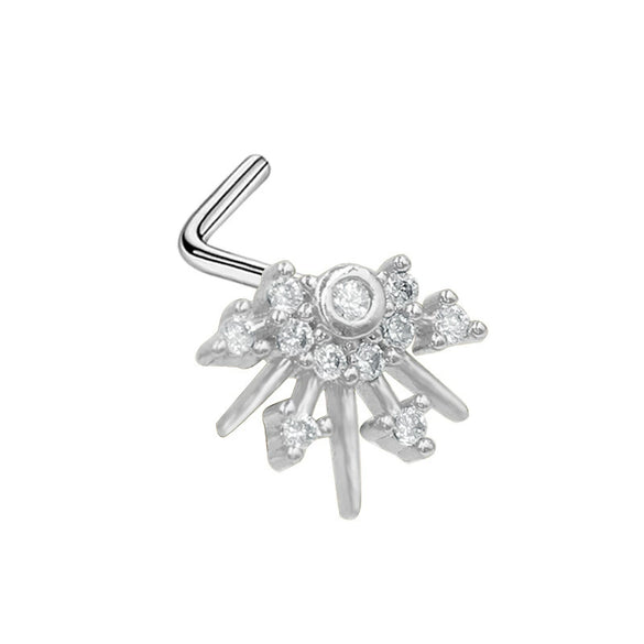 Piercing Jewelry Stainless Steel Heart Pendant Nose Ring With Diamond Design