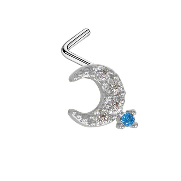 Piercing Jewelry Stainless Steel Heart Pendant Nose Ring With Diamond Design