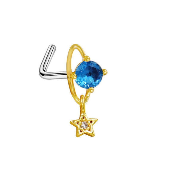 Piercing Jewelry Stainless Steel Heart Pendant Nose Ring With Diamond Design