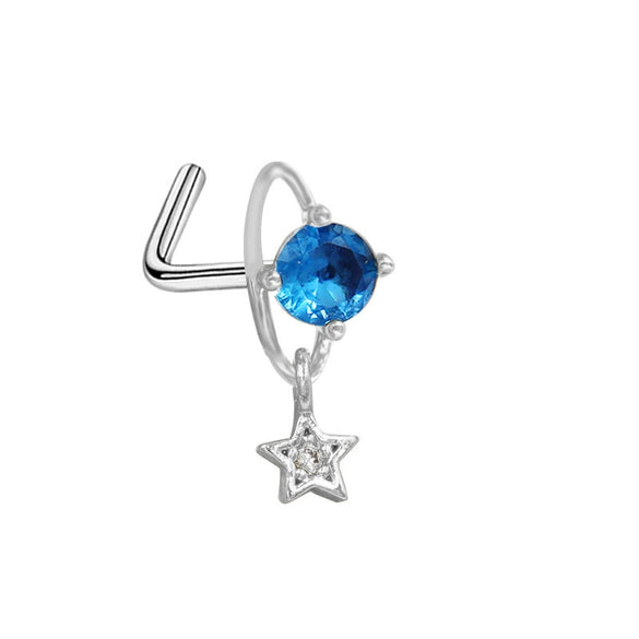 Piercing Jewelry Stainless Steel Heart Pendant Nose Ring With Diamond Design