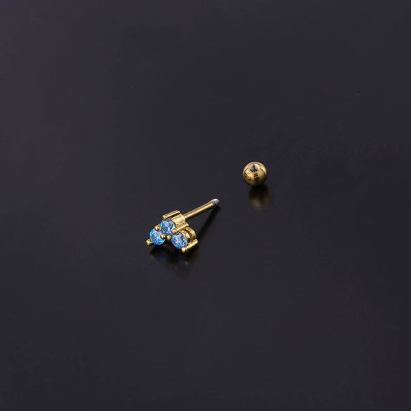 Piercing Jewelry Stainless Steel Heart Shaped Twist Ball Earrings With Electroplating