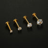 Piercing Jewelry Stainless Steel 316L Unisex Geometric Fourclaw Flat Bottom Zircon Ear Nail Lip Nail Earring Electroplated