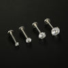 Piercing Jewelry Stainless Steel 316L Unisex Geometric Fourclaw Flat Bottom Zircon Ear Nail Lip Nail Earring Electroplated