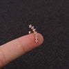 Piercing Jewelry Stainless Steel Thin Rod Ear Bone Stud Fivepointed Star Zircon Inlaid Rose Gold For Women