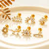 Piercing Jewelry Stainless Steel Zircon Love Crown Inner Teeth Screw Lip Nail Lever Ear Bone Nail Electroplated