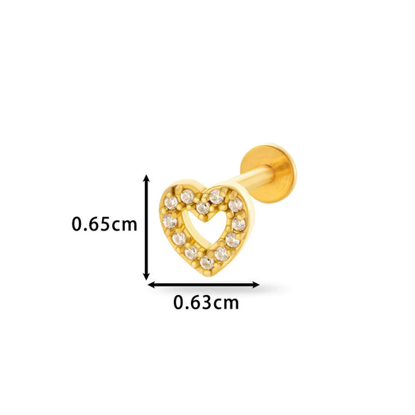Piercing Jewelry Stainless Steel Zircon Love Crown Inner Teeth Screw Lip Nail Lever Ear Bone Nail Electroplated