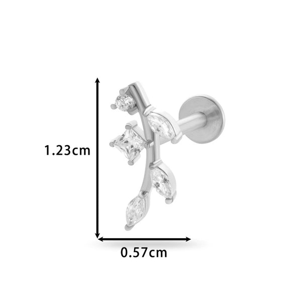 Piercing Jewelry Stainless Steel Zircon Love Crown Inner Teeth Screw Lip Nail Lever Ear Bone Nail Electroplated