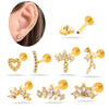 Piercing Jewelry Stainless Steel Zircon Love Crown Inner Teeth Screw Lip Nail Lever Ear Bone Nail Electroplated