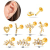 Piercing Jewelry Stainless Steel Zircon Love Crown Inner Teeth Screw Lip Nail Lever Ear Bone Nail Electroplated
