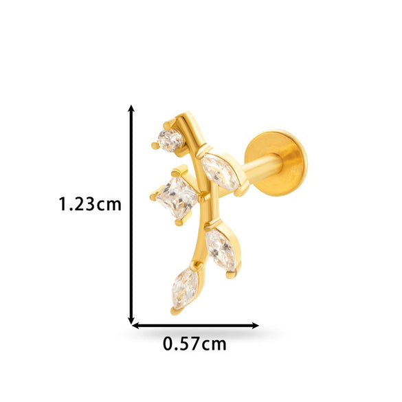 Piercing Jewelry Stainless Steel Zircon Love Crown Inner Teeth Screw Lip Nail Lever Ear Bone Nail Electroplated