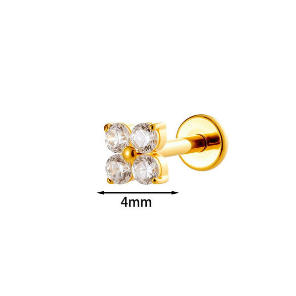 Piercing Jewelry Titanium Alloy Geometric Electroplated Small Flower Style