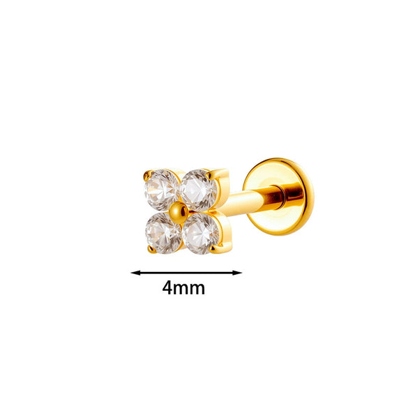Piercing Jewelry Titanium Alloy Geometric Electroplated Small Flower Style