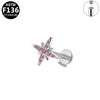 Piercing Jewelry Titanium Alloy Star Shape Electroplated Colorful Zircon