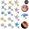 Piercing Jewelry Titanium Alloy Star Shape Electroplated Colorful Zircon