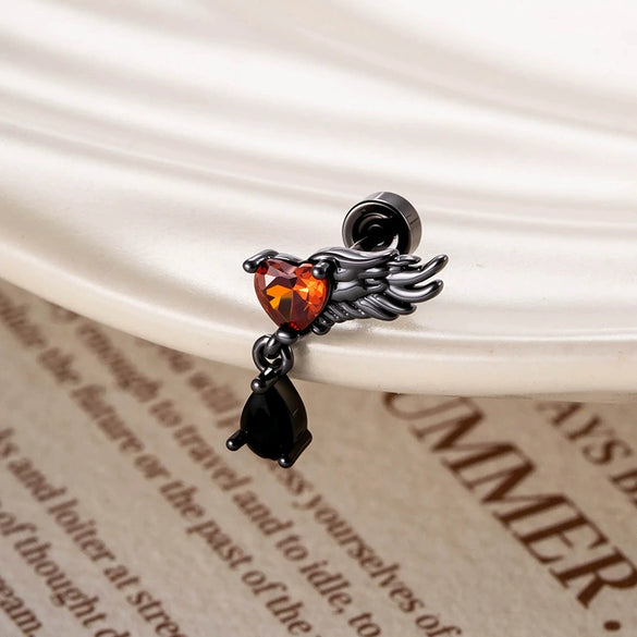 Piercing Jewelry Titanium Steel Angel Wing Zirconia For Women