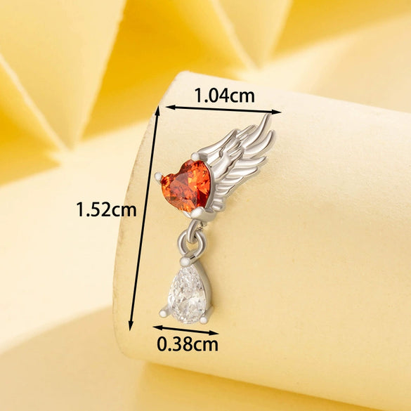 Piercing Jewelry Titanium Steel Angel Wing Zirconia For Women