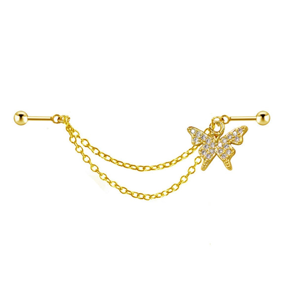 Piercing Jewelry Titanium Steel Electroplating Water Drop Butterfly Ushape Geometric Animal Zodiac Pendant Ear Nail Ear Bridge