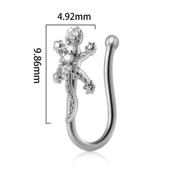 Piercing Nose Ring And Ear Clip Copper Inlaid With Flower Heart Leaf Moon Shapes Unisex Style