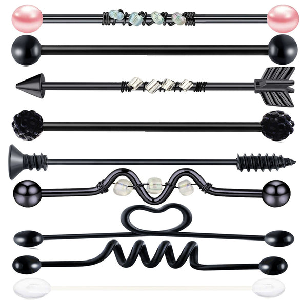 Piercing Set Industrial Ear Stud Earring Stainless Steel Geometric Fashion Jewelry