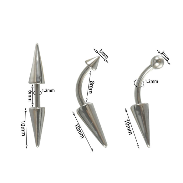 Piercing Stainless Steel Geometric Curved Rod Pointed Cone Eyebrow Nail Ear Nail Ear Bone Nail Electroplated