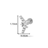Piercing Stud Stainless Steel Copper Inlaid Zircon Cherry Cross Ear Bone For Women Electroplated