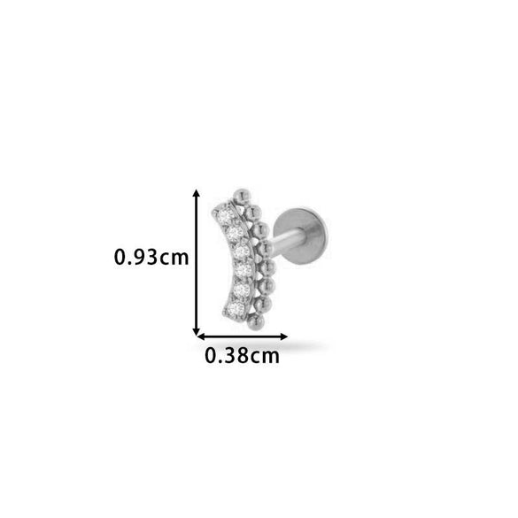 Piercing Stud Stainless Steel Copper Inlaid Zircon Cherry Cross Ear Bone For Women Electroplated