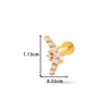 Piercing Stud Stainless Steel Copper Inlaid Zircon Cherry Cross Ear Bone For Women Electroplated