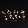 Piercing Thread Earrings Stainless Steel Rose Gold Zircon Geometric Fashion Jewelry For Women