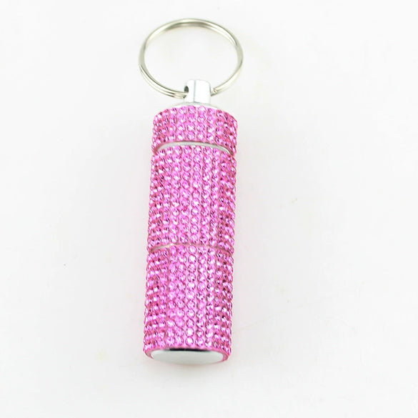 Pill Bottle Diamond Encrusted Mini 2 Section