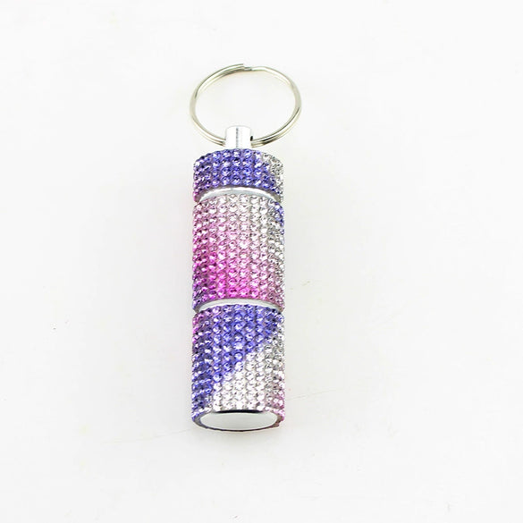 Pill Bottle Diamond Encrusted Mini 2 Section