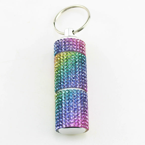Pill Bottle Diamond Encrusted Mini 2 Section