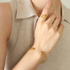 Pin Opening Adjustable Women's Finger Ring And Bracelet Jewelry Set In Ins Style Made Of Titanium Steel With Electroplating