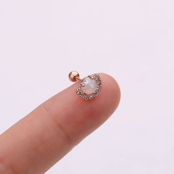 Pineapple Screw Earring Metal Inlaid Zircon Geometric Style