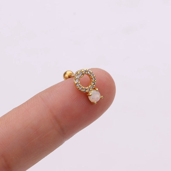 Pineapple Screw Earring Metal Inlaid Zircon Geometric Style