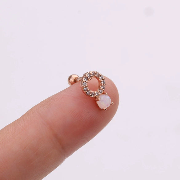 Pineapple Screw Earring Metal Inlaid Zircon Geometric Style