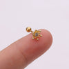 Pineapple Screw Earring Metal Inlaid Zircon Geometric Style