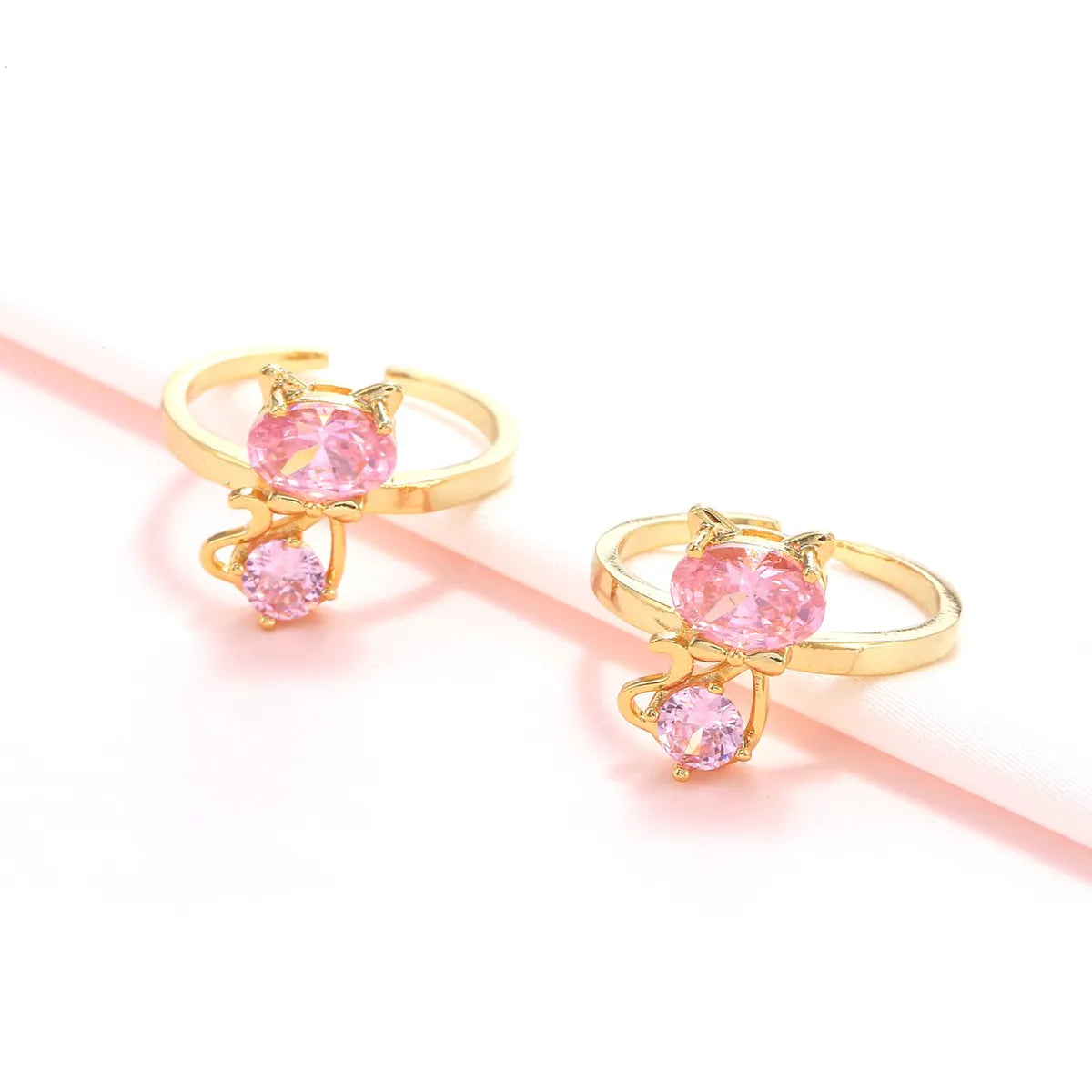 Pink Cat Ring Ins Style Adjustable Opening Ring Temperament Ring Wholesale